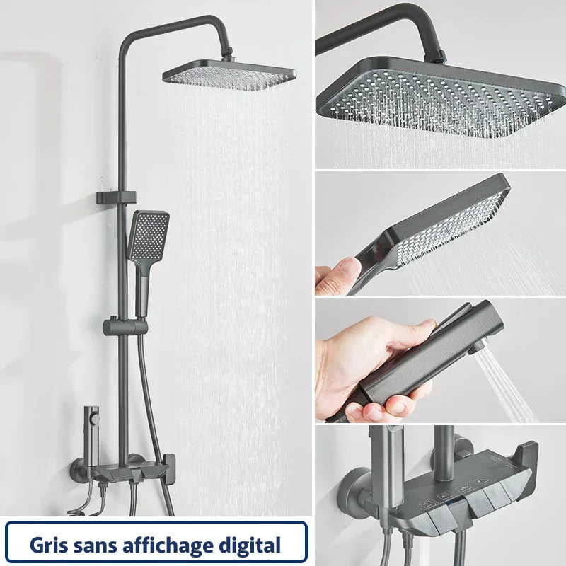 Colonne De Douche Noir Avec Tablette