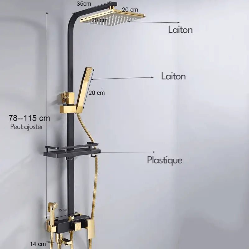 Colonne De Douche Noir Et Or - Focett