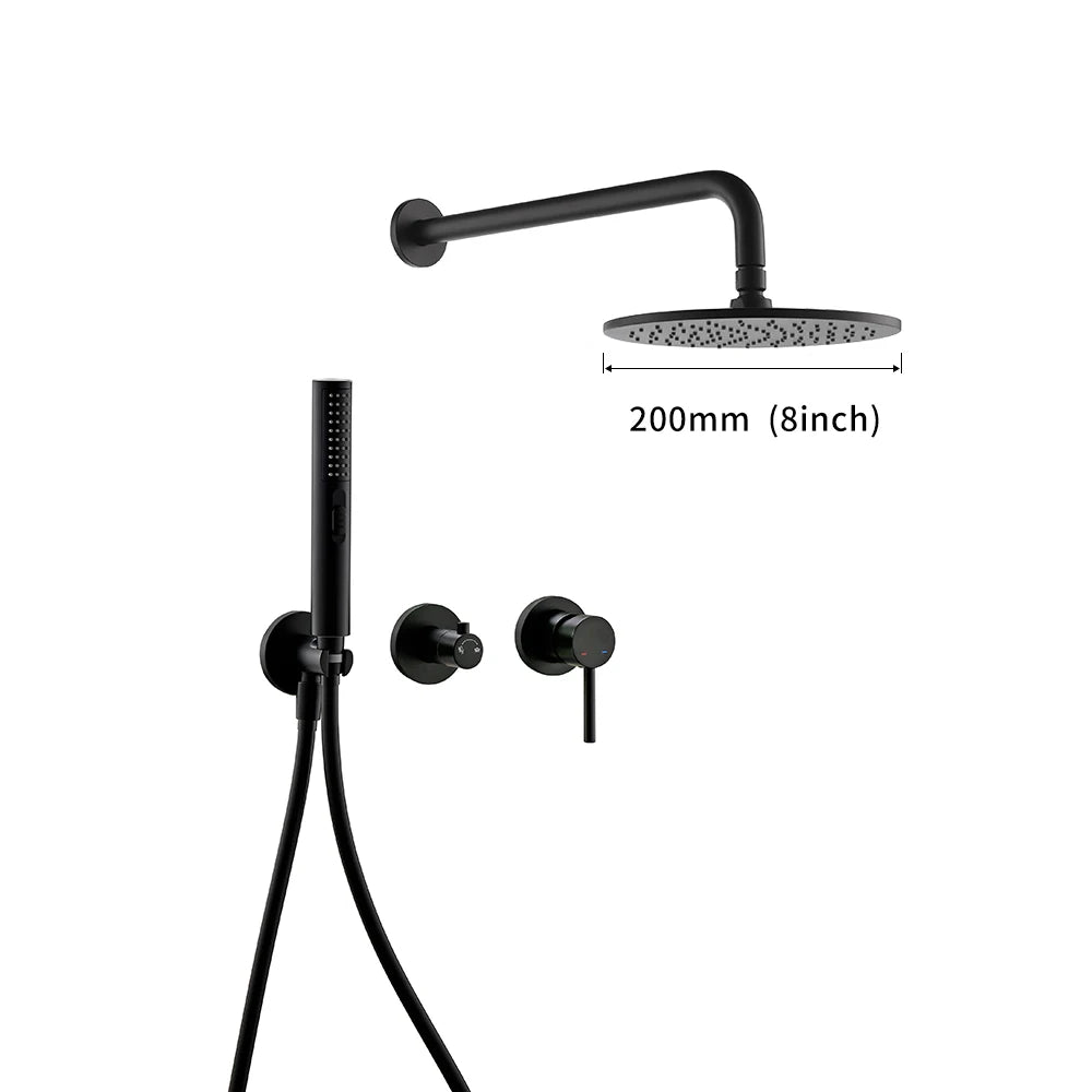 Colonne de douche noir mat encastrable thermostatique - Focett