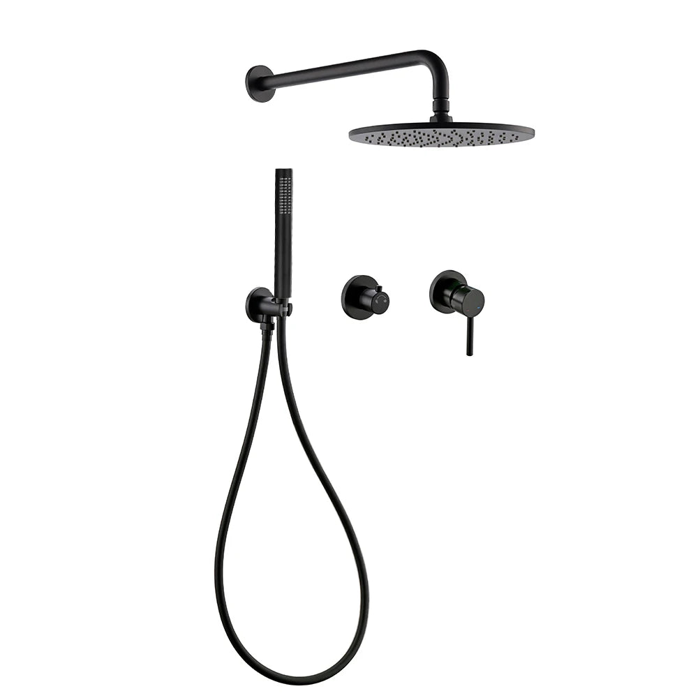 Colonne de douche noir mat encastrable thermostatique - Focett