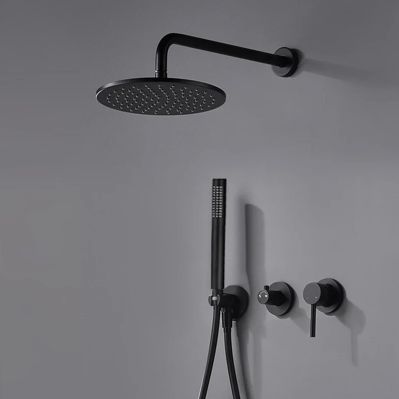 Colonne de douche noir mat encastrable thermostatique - Focett