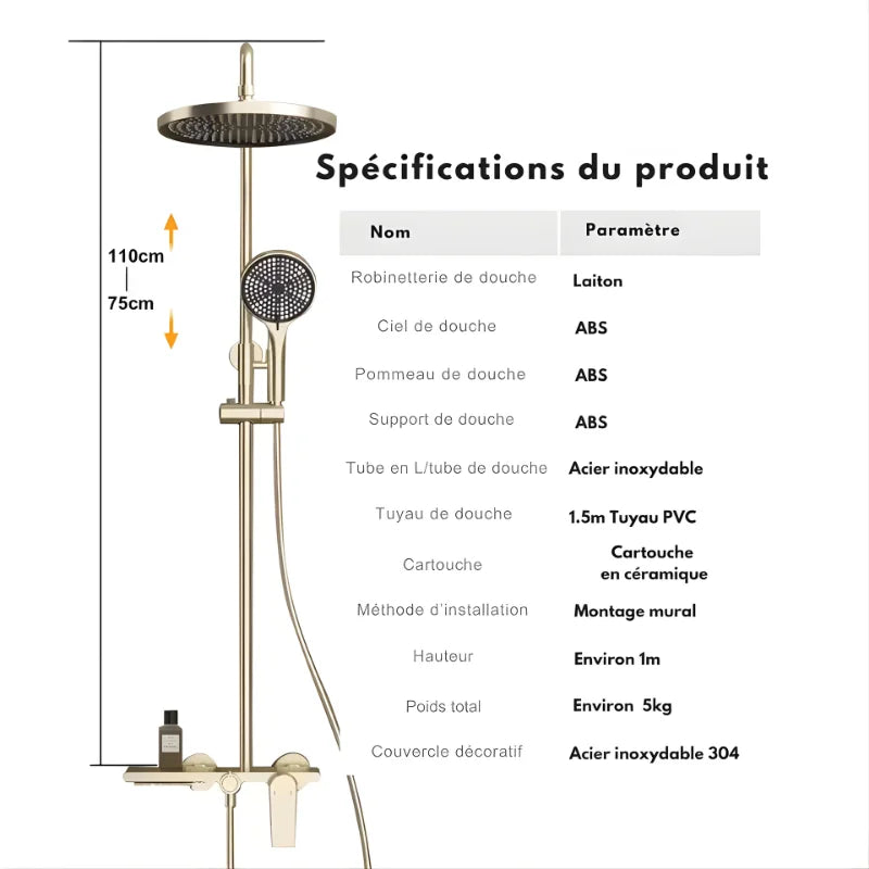 Colonne De Douche Or Brossé