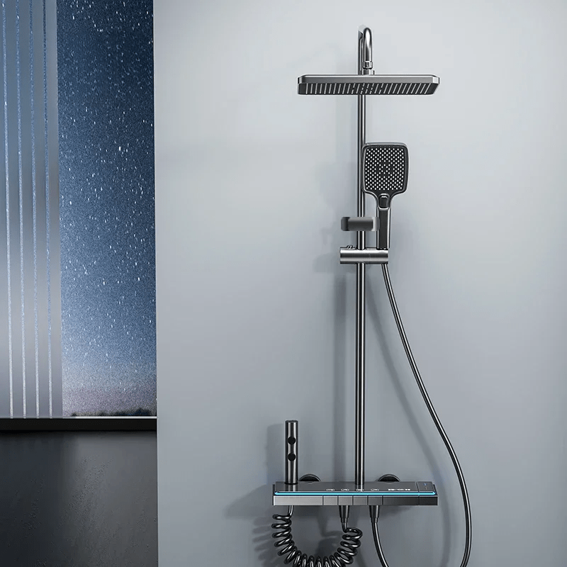 Colonne de douche semi - thermostatique gris - 4 fonctions - Focett