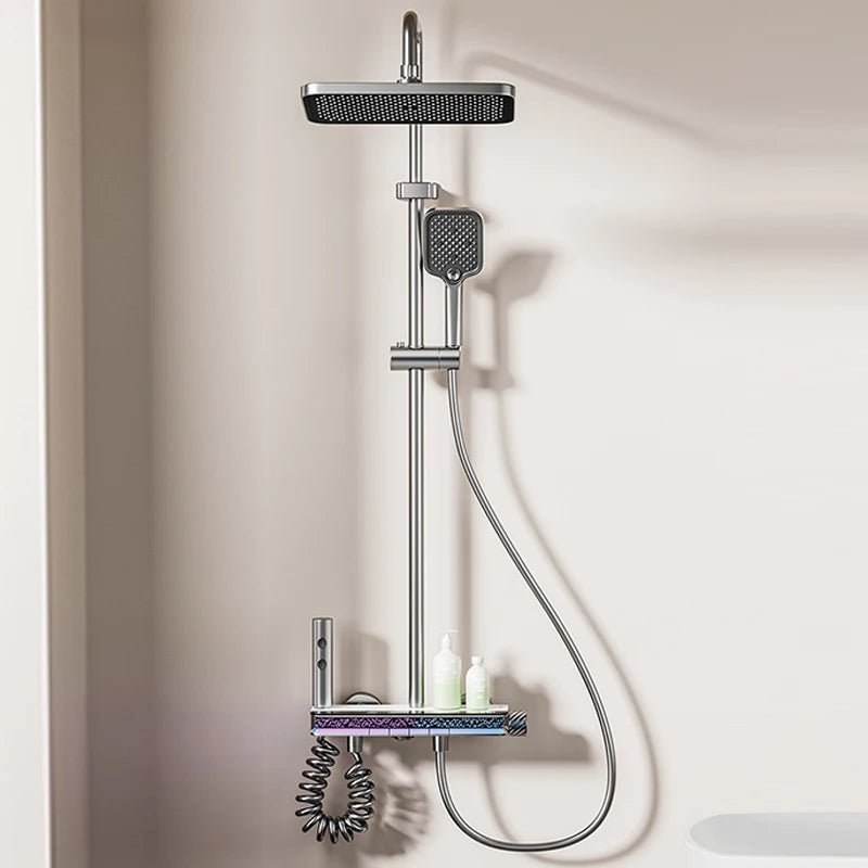 Colonne de douche semi - thermostatique gris avec affichage digital - 4 Fonctions - Focett