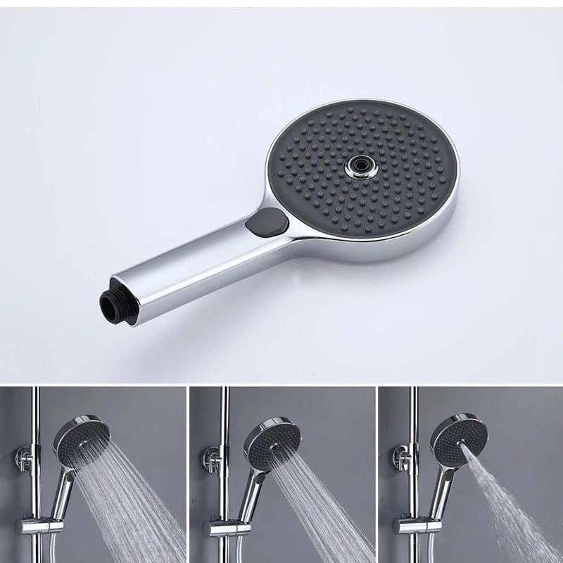 Colonne de Douche Thermostatique Chrome Gris 4 Fonctions – Mitigeur Thermostatique & Douche Pluie XXL, Bec Cascade & Douchette 3 Jets - Focett
