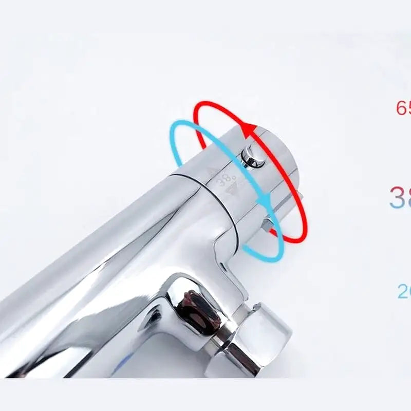 Colonne de Douche Thermostatique Chrome Gris - Avec Pommeau XXL & Douchette 3 Jets – Température Stable, Installation Murale Ajustable & Système Anti - Calcaire - Focett