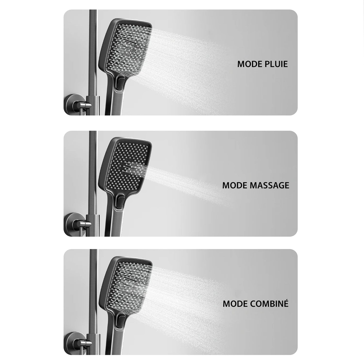 Colonne de douche thermostatique gris - affichage température & lumière d'ambiance - Focett