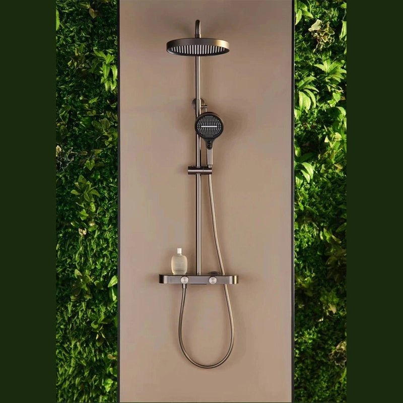 Colonne de douche Thermostatique Gris Brossé - Température Stable & Pommeau Rond 25cm” & Douchette 3 Fonctions – Design Moderne Multifonction - Focett