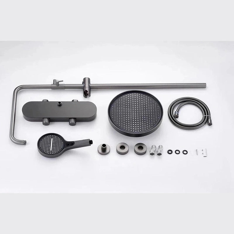 Colonne de douche Thermostatique Gris Brossé - Température Stable & Pommeau Rond 25cm” & Douchette 3 Fonctions – Design Moderne Multifonction - Focett