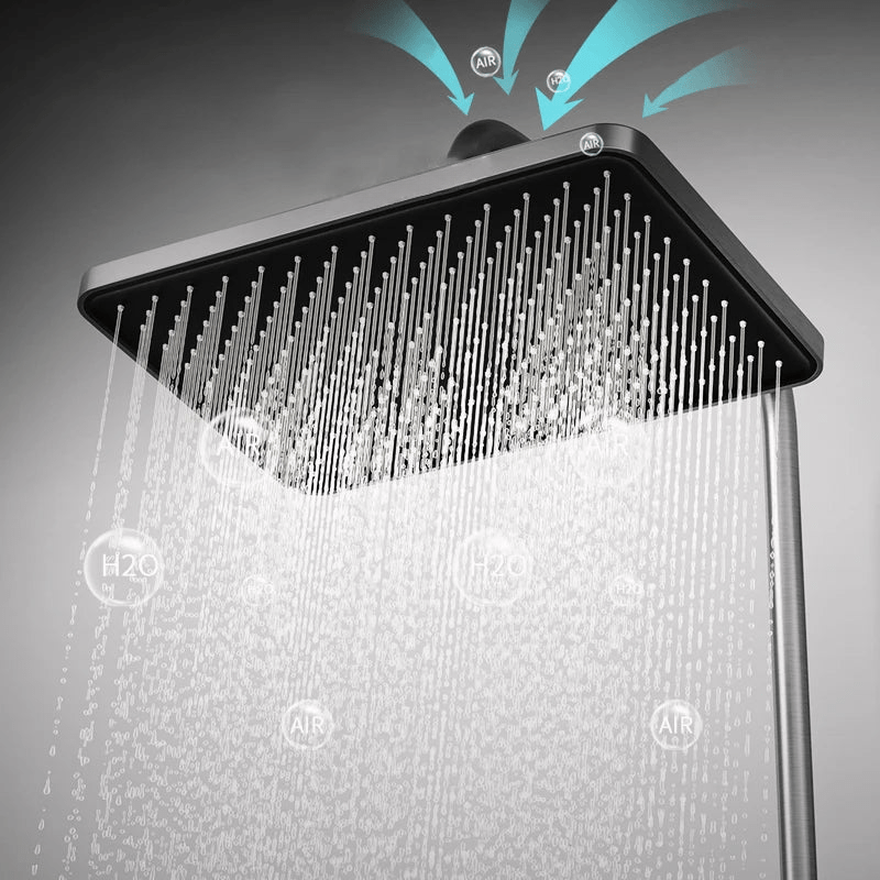 Colonne de douche thermostatique noire - affichage température & lumière d'ambiance - Focett