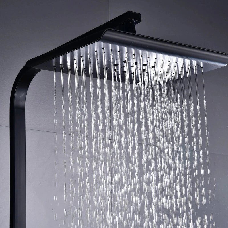 Colonne de Douche Thermostatique Noire – Économie d’Eau & Confort avec Douchette Réglable, Sécurité Anti - Brûlure, Design Élégant - Focett