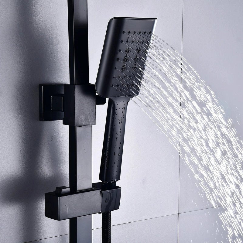 Colonne de Douche Thermostatique Noire – Économie d’Eau & Confort avec Douchette Réglable, Sécurité Anti - Brûlure, Design Élégant - Focett