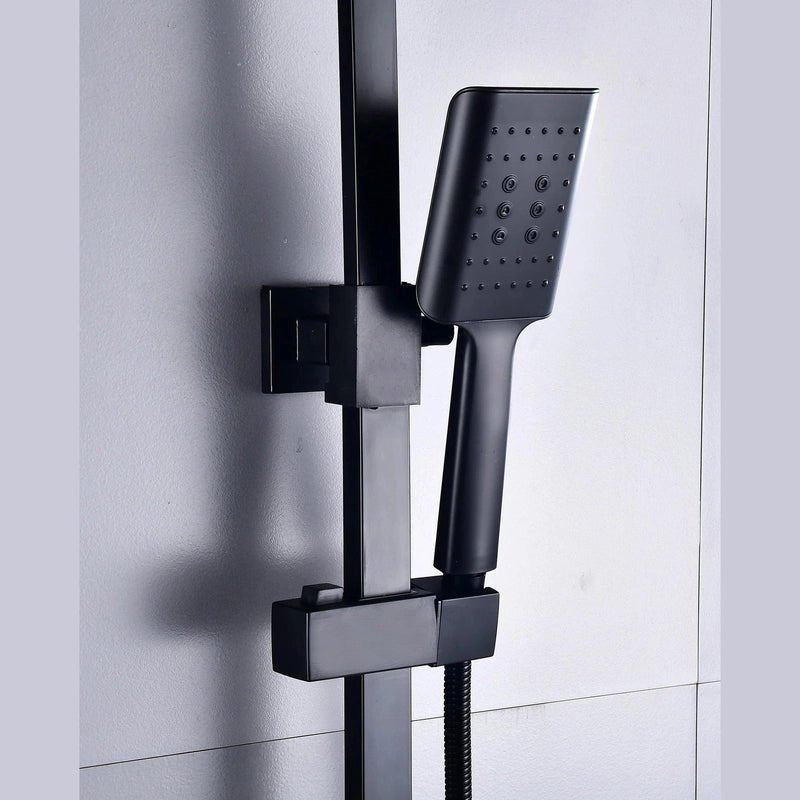 Colonne de Douche Thermostatique Noire – Économie d’Eau & Confort avec Douchette Réglable, Sécurité Anti - Brûlure, Design Élégant - Focett
