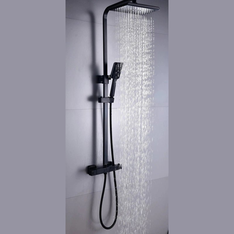 Colonne de Douche Thermostatique Noire – Économie d’Eau & Confort avec Douchette Réglable, Sécurité Anti - Brûlure, Design Élégant - Focett