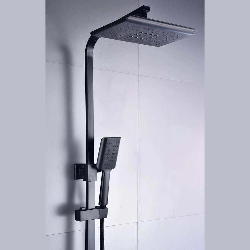 Colonne de Douche Thermostatique Noire – Économie d’Eau & Confort avec Douchette Réglable, Sécurité Anti - Brûlure, Design Élégant - Focett