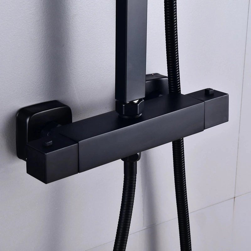 Colonne de Douche Thermostatique Noire – Économie d’Eau & Confort avec Douchette Réglable, Sécurité Anti - Brûlure, Design Élégant - Focett