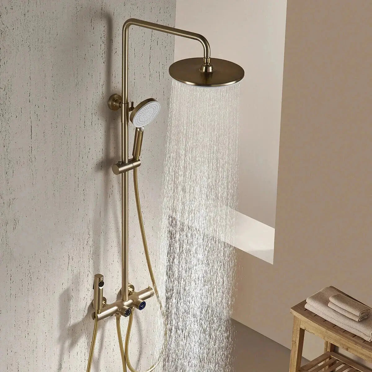 Colonne De Douche Thermostatique Or Brossé