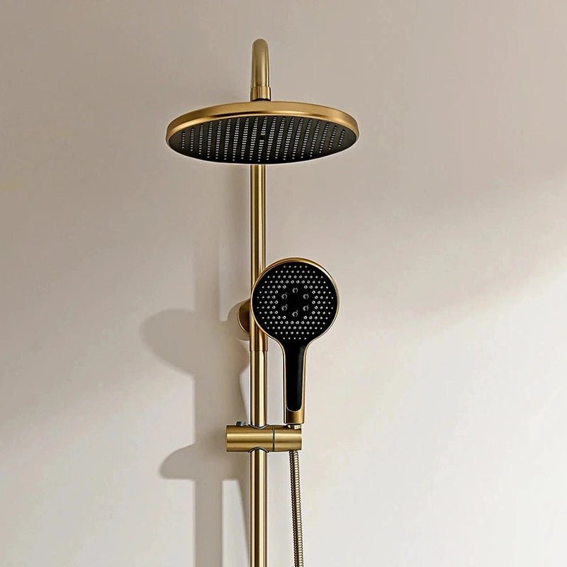 Colonne de Douche Thermostatique Or Brossé – Pommeau XXL 25cm” & Douchette 3 Fonctions, Design Moderne Minimaliste & Économie d'eau - Focett