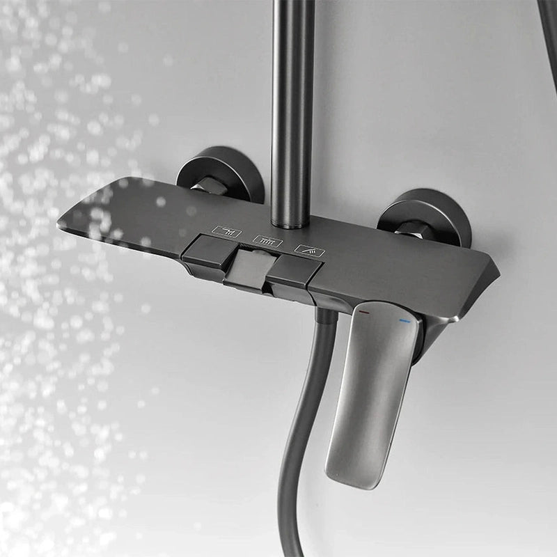 Colonne de Douche Thermostatique Or Brossé – Pommeau XXL 25cm” & Douchette 3 Fonctions, Design Moderne Minimaliste & Économie d'eau - Focett