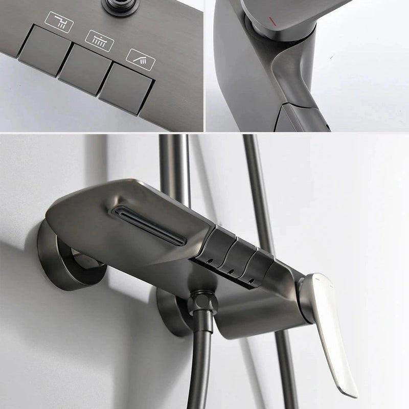 Colonne de Douche Thermostatique Or Brossé – Pommeau XXL 25cm” & Douchette 3 Fonctions, Design Moderne Minimaliste & Économie d'eau - Focett