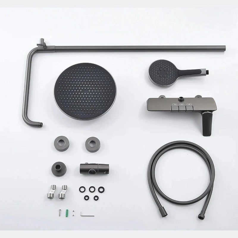 Colonne de Douche Thermostatique Or Brossé – Pommeau XXL 25cm” & Douchette 3 Fonctions, Design Moderne Minimaliste & Économie d'eau - Focett