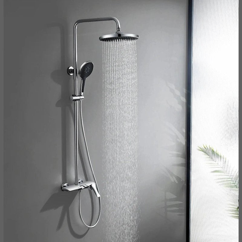 Colonne de Douche Thermostatique Or Brossé – Pommeau XXL 25cm” & Douchette 3 Fonctions, Design Moderne Minimaliste & Économie d'eau - Focett