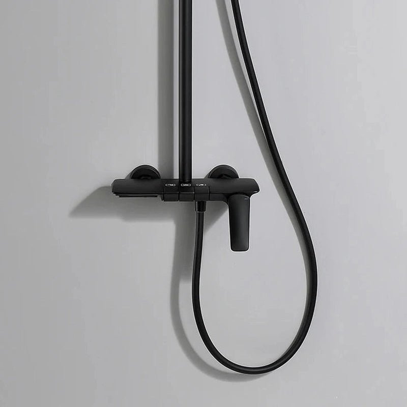 Colonne de Douche Thermostatique Or Brossé – Pommeau XXL 25cm” & Douchette 3 Fonctions, Design Moderne Minimaliste & Économie d'eau - Focett