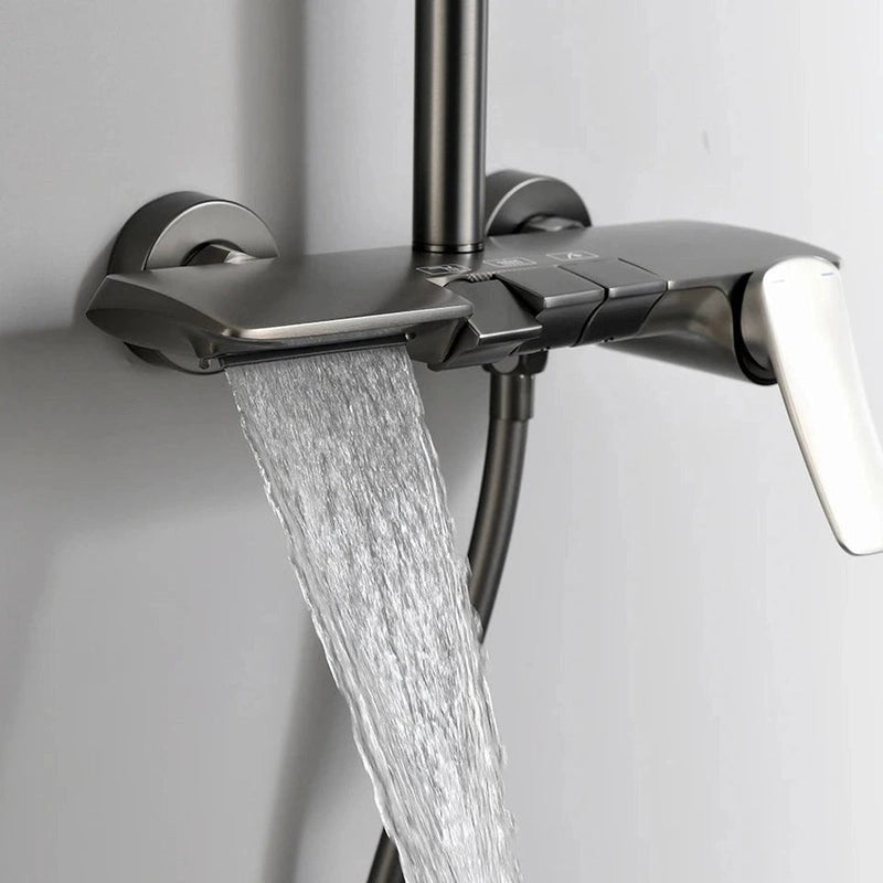 Colonne de Douche Thermostatique Or Brossé – Pommeau XXL 25cm” & Douchette 3 Fonctions, Design Moderne Minimaliste & Économie d'eau - Focett