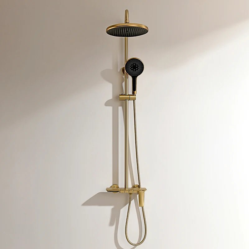 Colonne de Douche Thermostatique Or Brossé – Pommeau XXL 25cm” & Douchette 3 Fonctions, Design Moderne Minimaliste & Économie d'eau - Focett