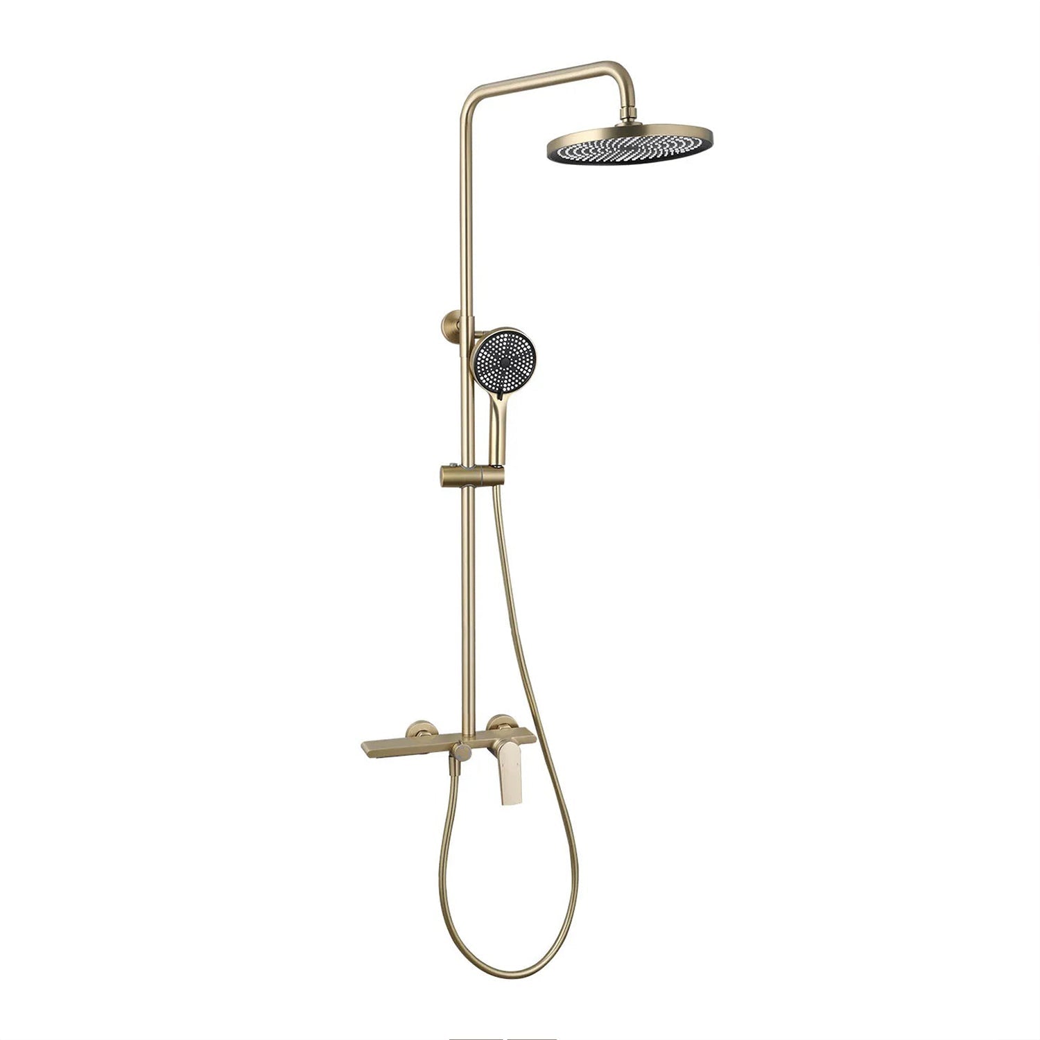 Colonne de douche thermostatique or brossé - système 3 fonctions & douchette, anti - calcaire - Focett