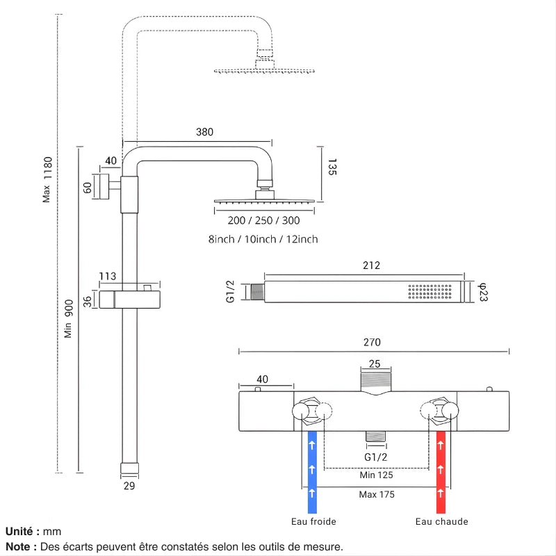 Colonne De Douche Thermostatique Or Rose