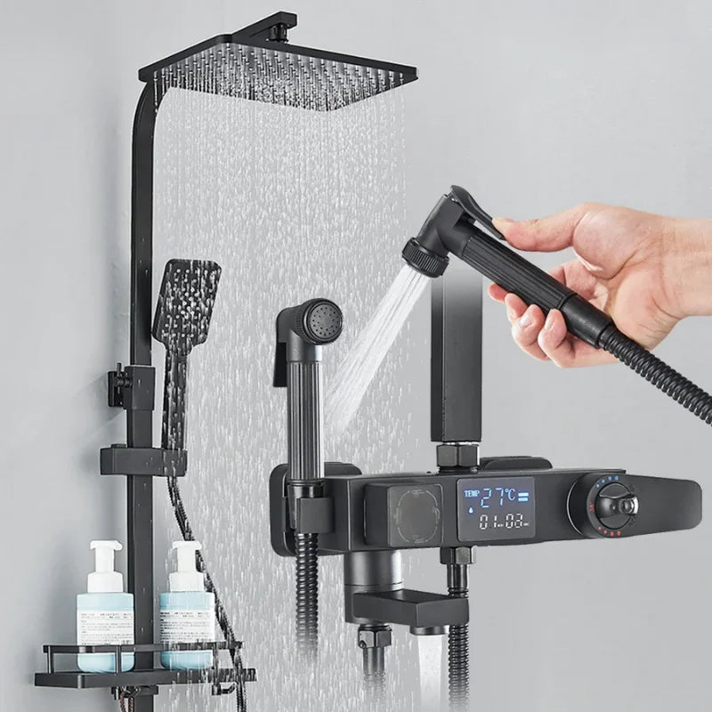Colonne de douche thermostatique télescopique