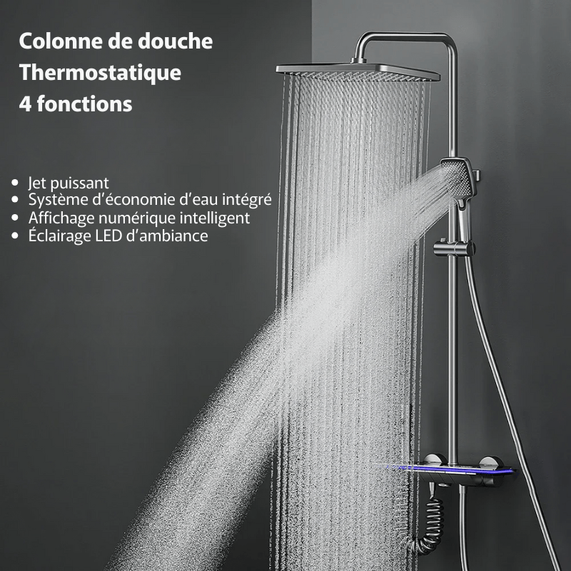 Colonnes de douche thermostatique gris avec affichage digital - Focett