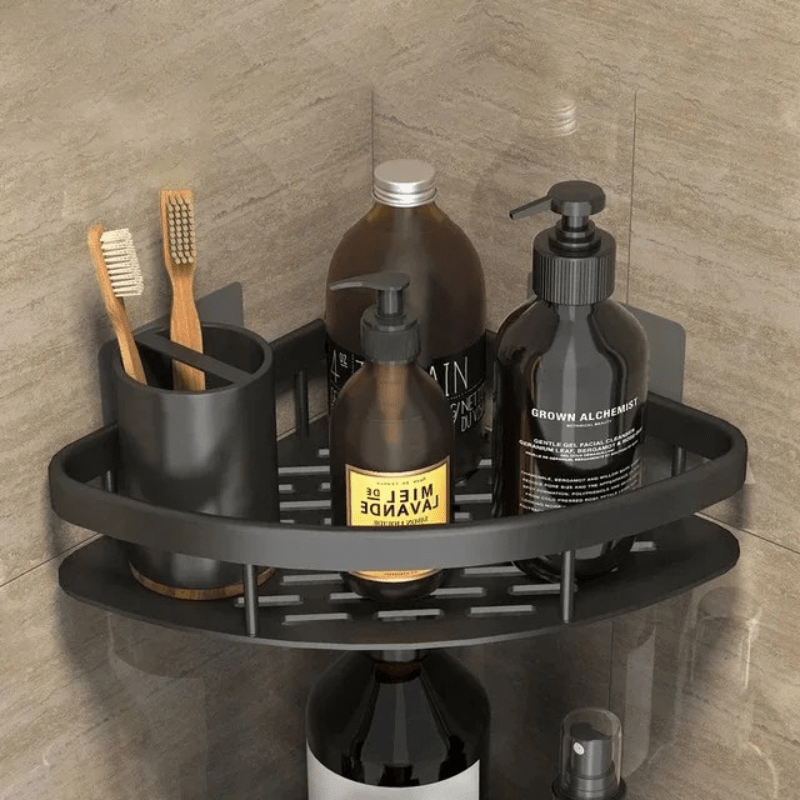 Étagère de douche noir triangle en aluminium – coin mural - Focett