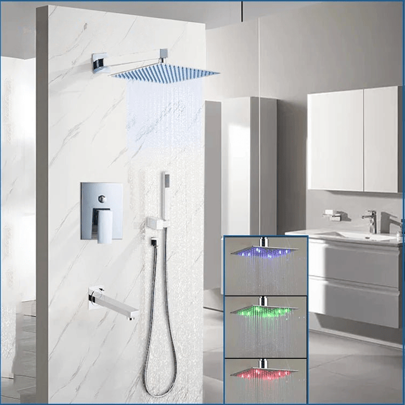 Colonne de Douche Encastrable Gris Chrome – Ciel de douche XXL 20-40cm, Mitigeur Monocommande et Système Douche Pluie avec Mélangeur Douche/Bain