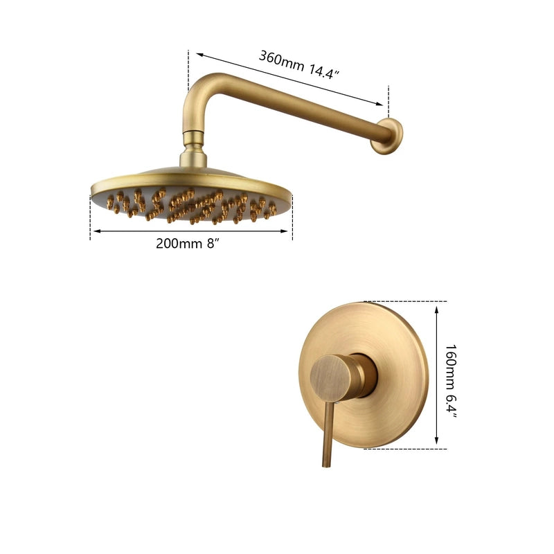 Colonne de Douche Rétro – Finition Laiton Vieilli, Style Classique avec Mitigeur et Système Douche Pluie