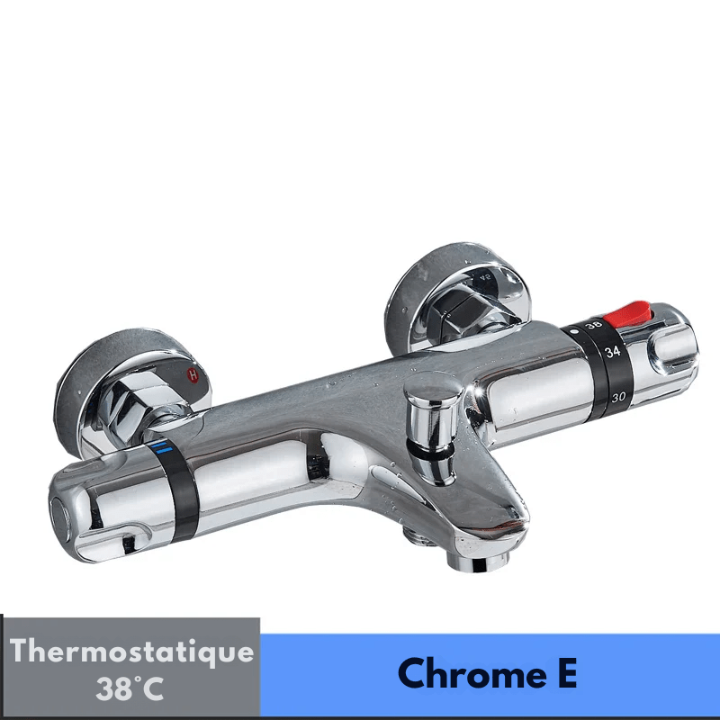 Mitigeur de douche encastrable chrome thermostatique – double poignée, contrôle précis de la température et finition chromée - Focett