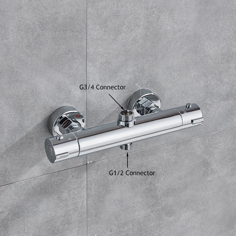 Mitigeur de douche encastrable chrome thermostatique – double poignée, contrôle précis de la température et finition chromée - Focett