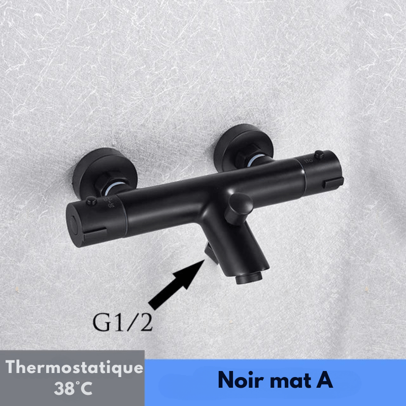 Mitigeur de douche encastrable chrome thermostatique – double poignée, contrôle précis de la température et finition chromée - Focett