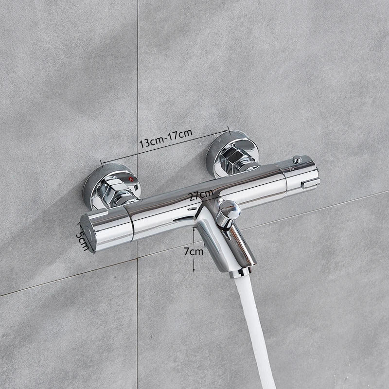 Mitigeur de douche encastrable chrome thermostatique – double poignée, contrôle précis de la température et finition chromée - Focett