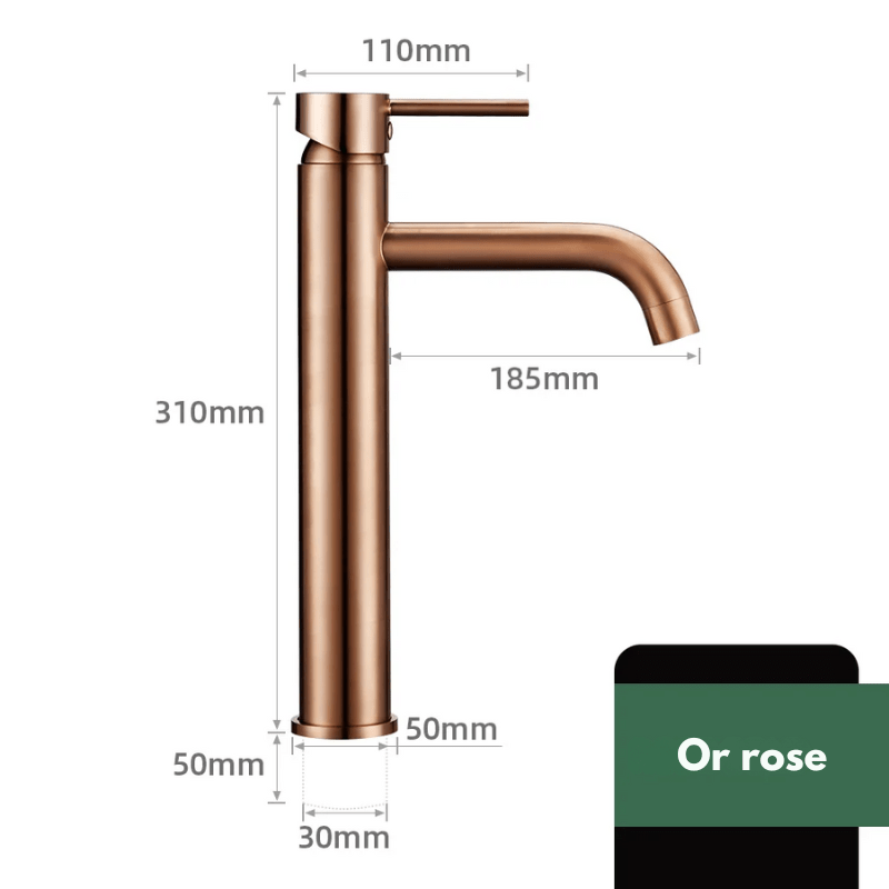 Mitigeur de lavabo en or – poignée ergonomique, installation facile et finition durable - Focett
