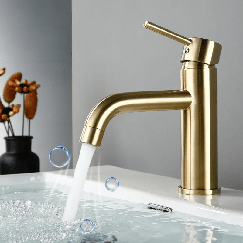 Mitigeur de lavabo en or – poignée ergonomique, installation facile et finition durable - Focett