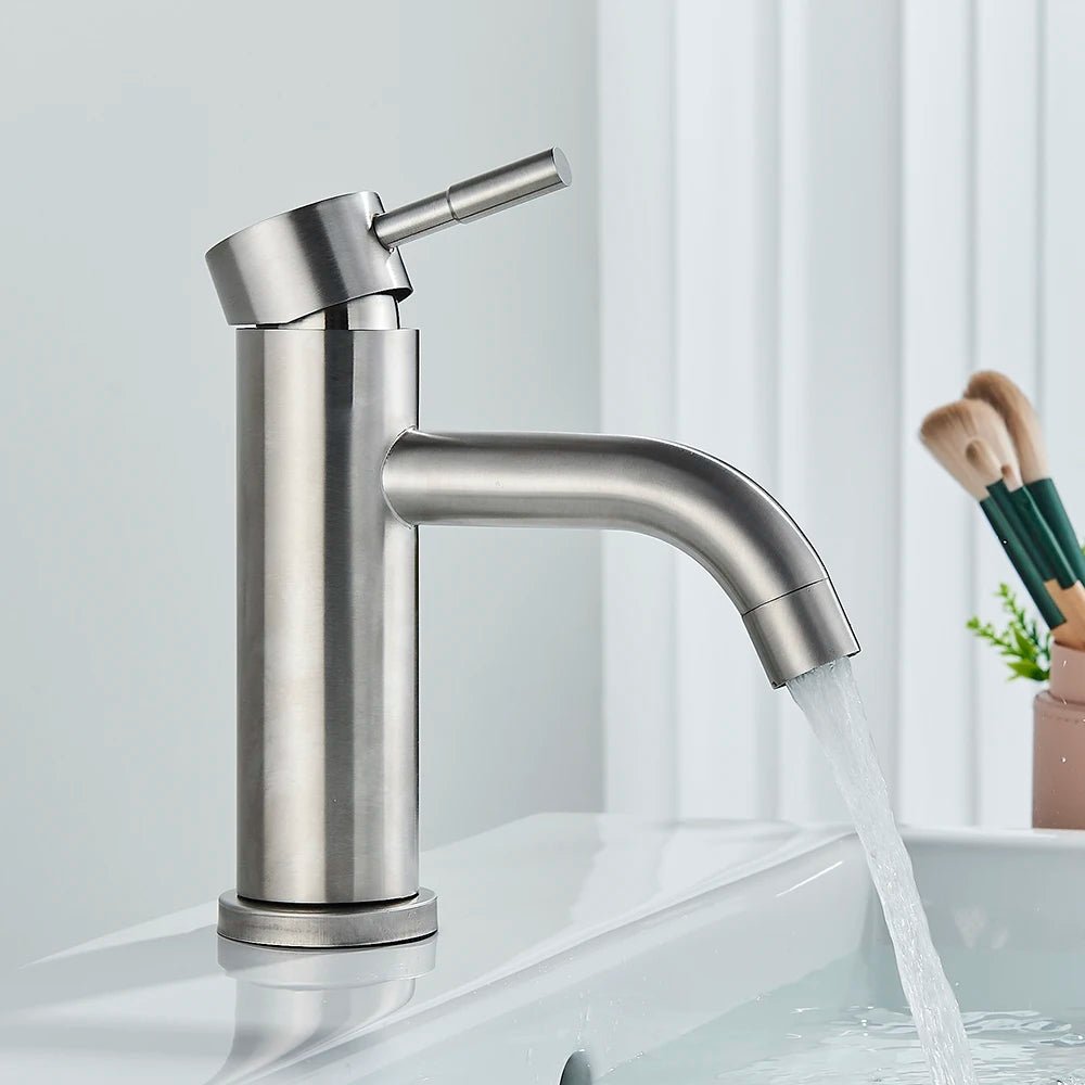 Mitigeur de lavabo or en laiton – finition brossée, jet doux et installation 1 trou - Focett