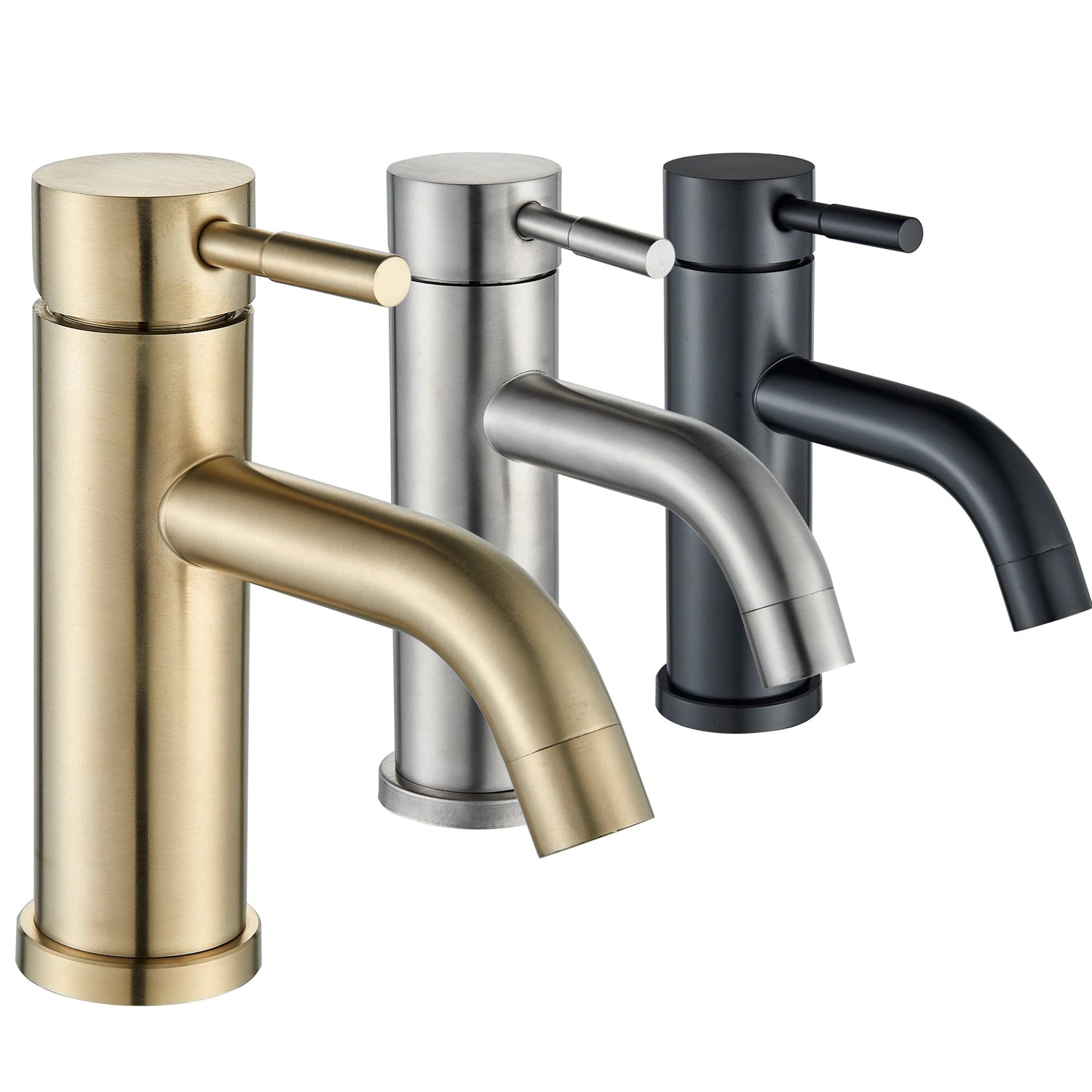 Mitigeur de lavabo or en laiton – finition brossée, jet doux et installation 1 trou - Focett