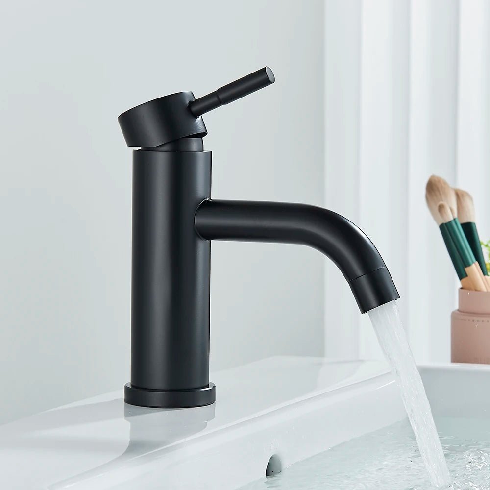 Mitigeur de lavabo or en laiton – finition brossée, jet doux et installation 1 trou - Focett