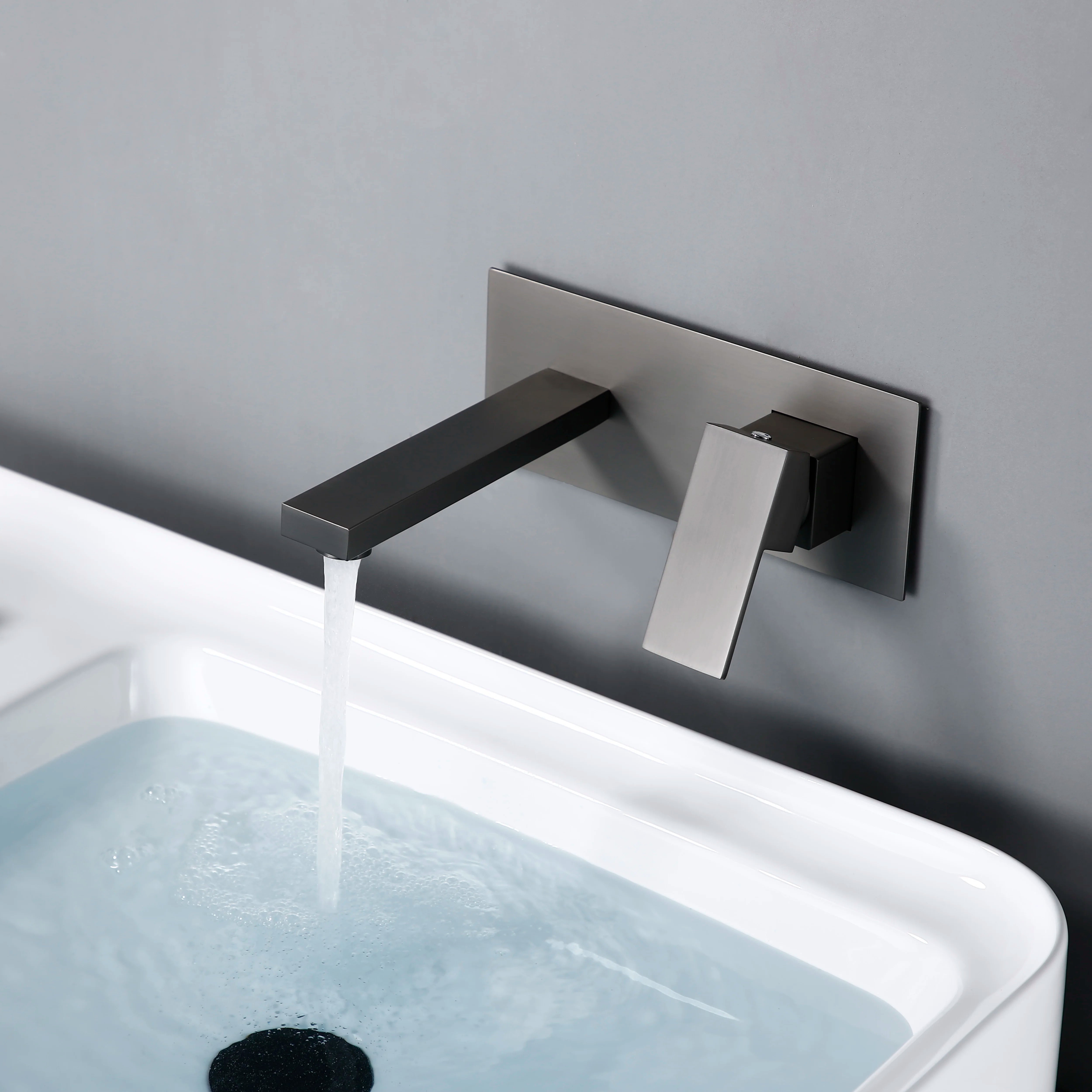 Mitigeur encastrable gris brossé pour salle de bain - poignée monocommande, mousseur intégré, aérateur économique - Focett