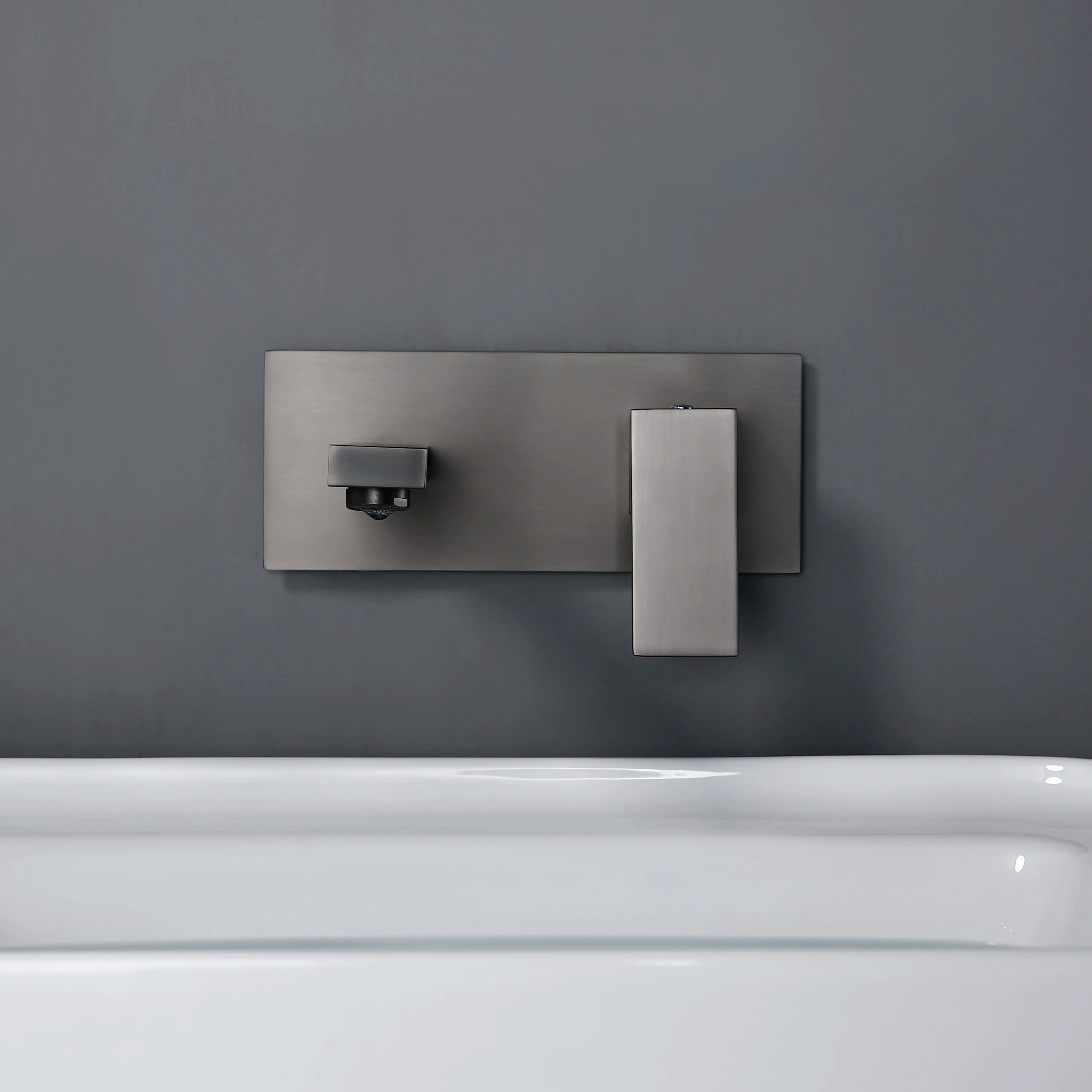 Mitigeur encastrable gris brossé pour salle de bain - poignée monocommande, mousseur intégré, aérateur économique - Focett