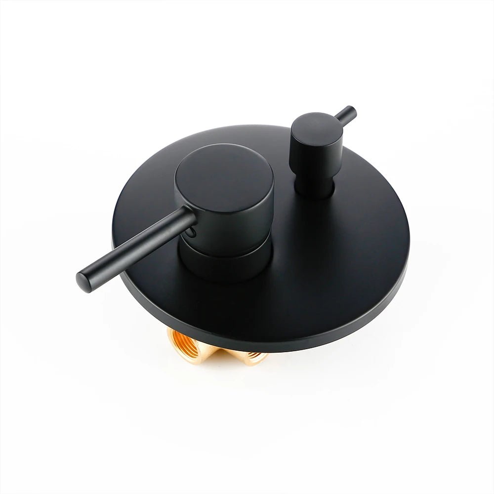 Mitigeur encastrable noir mat pour salle de bain – double poignée, bec fixe arrondi et finition anti - traces - Focett