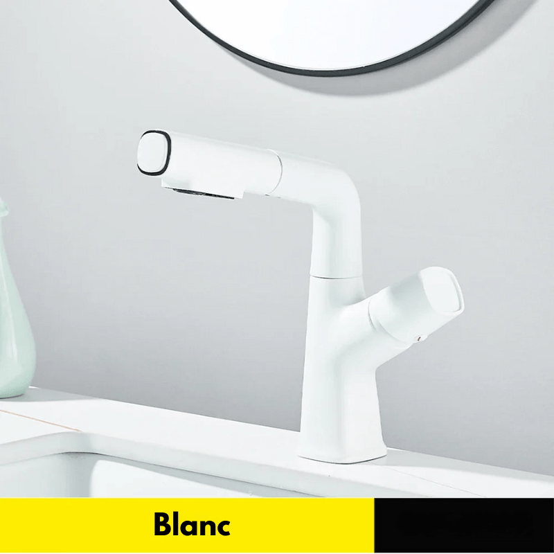Mitigeur gris effet cascade à bec relevable pour lavabo – écoulement doux, poignée levier et installation facile - Focett