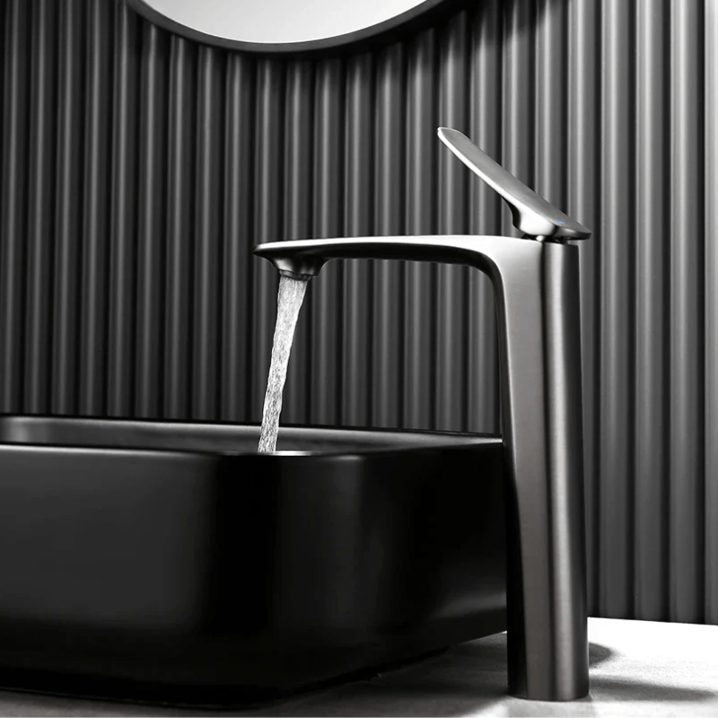 Mitigeur haut salle de bain gris brossé design – ergonomie optimale, résistance durable et style élégant - Focett